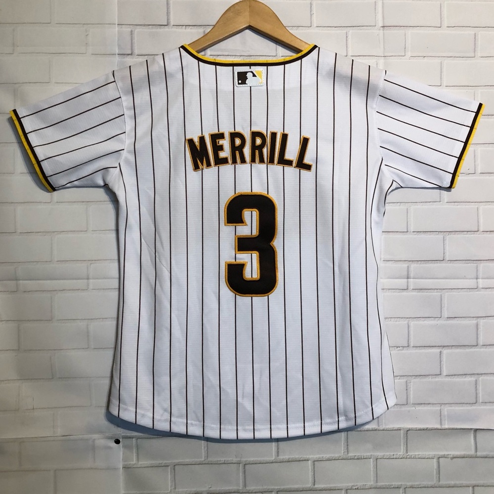 Jackson Merrill #3 San Diego Padres Men's Embroidered Nike MLB Baseball Jersey S - Picture 2 of 13